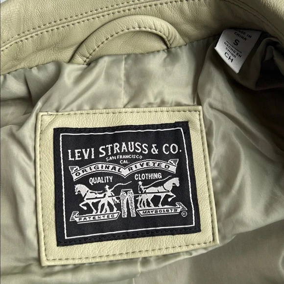 NWT Levi’s Faux Leather Belted Moto Jacket - Sage Green Size S - Picture 14 of 16